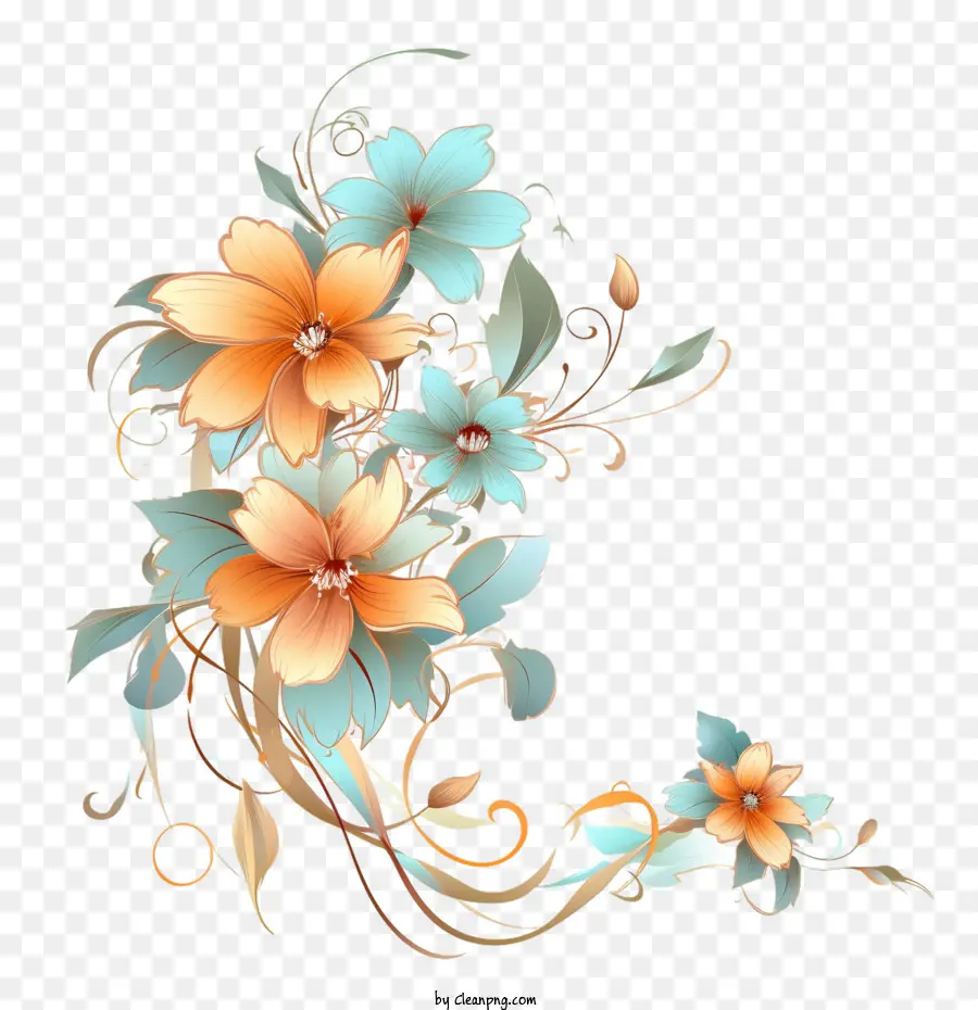 Bunga Bunga Abstrak，Desain Bunga PNG
