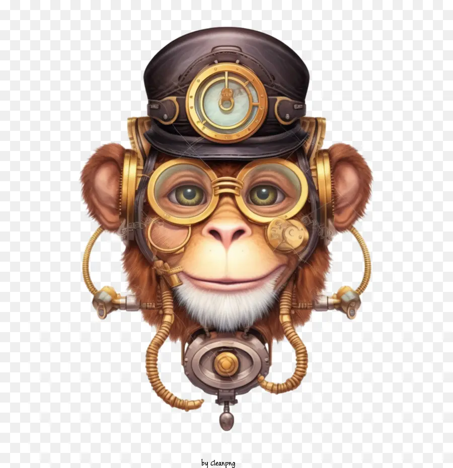 Monyet，Monyet Dengan Topi Steampunk PNG