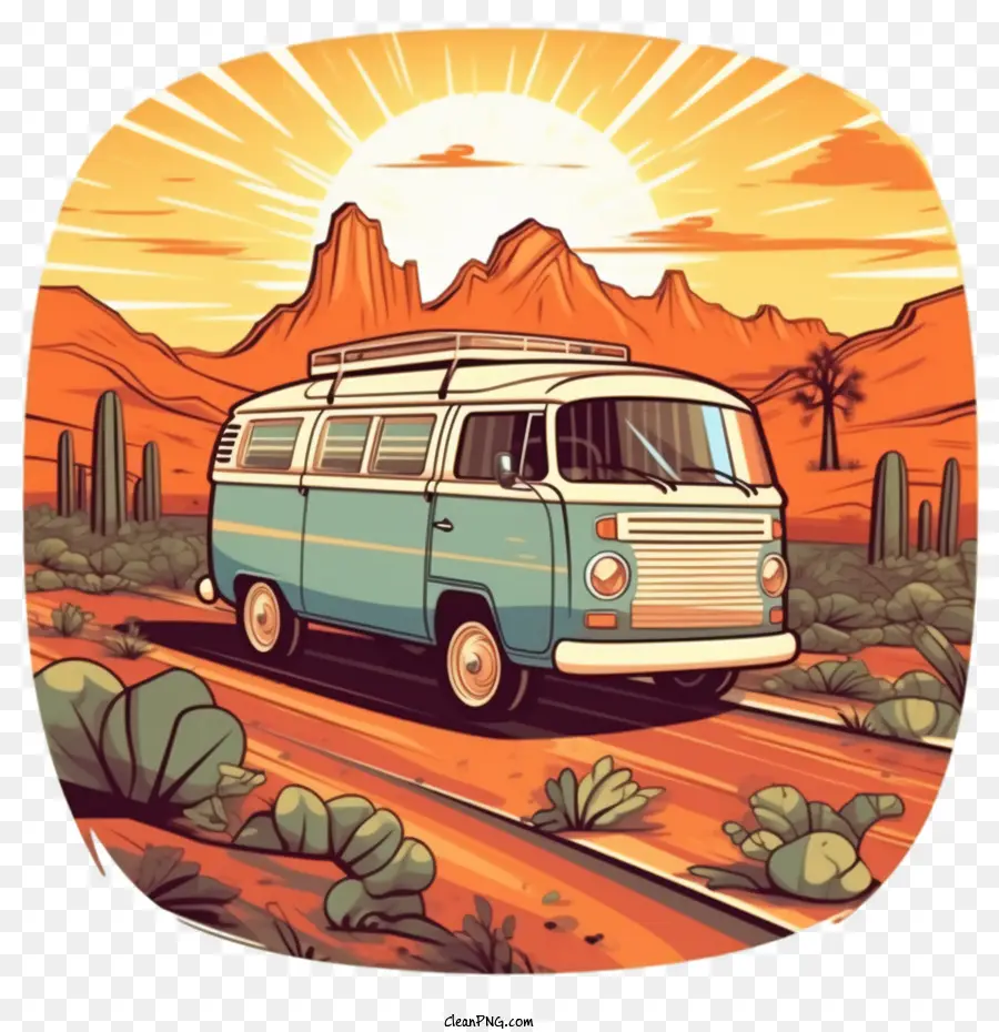 Mobil Retro，Mobil Van PNG