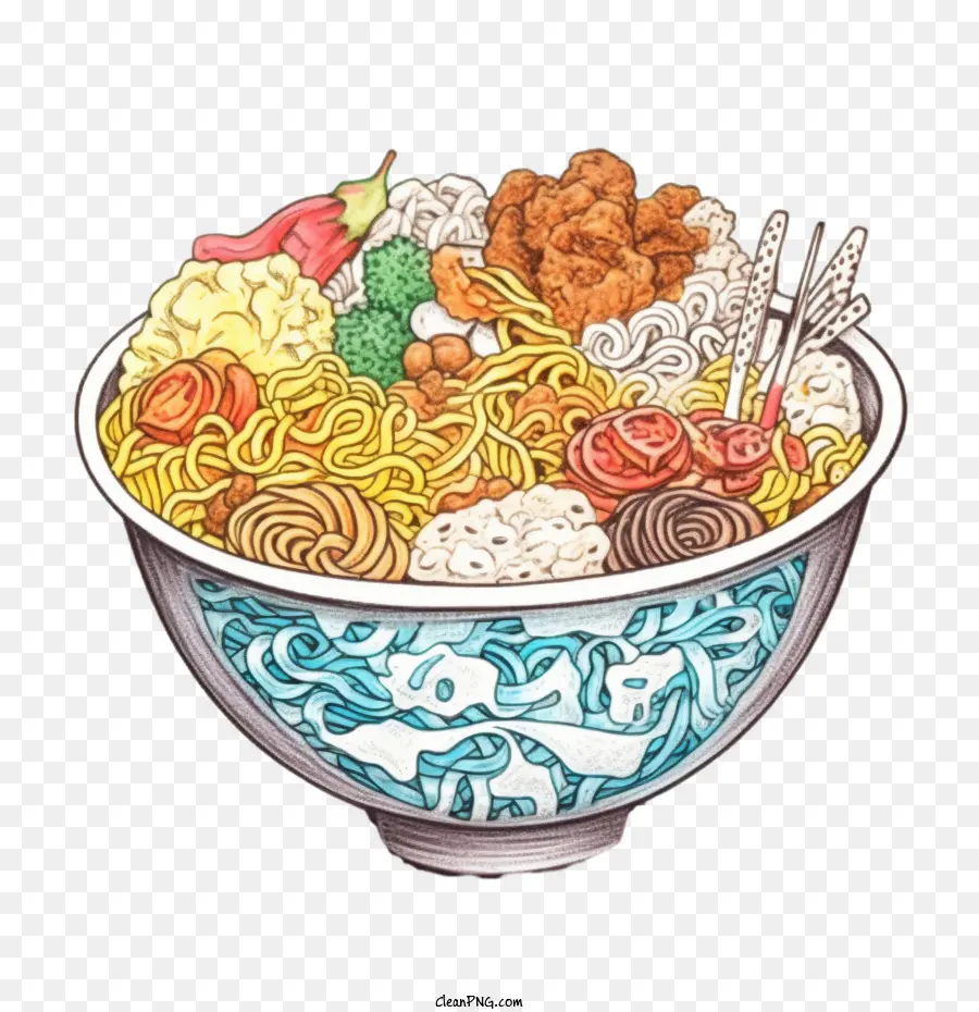 Mie Doodle，Mangkuk Mie PNG