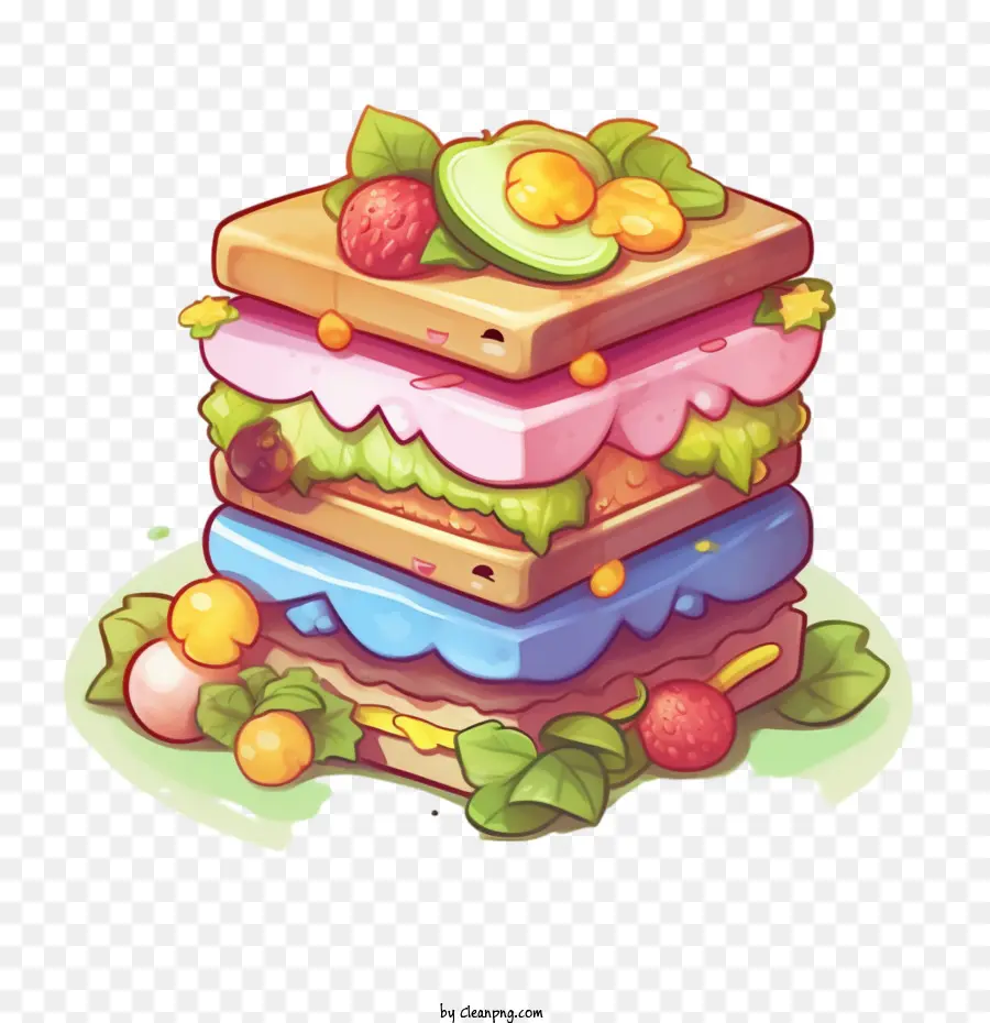 Sandwich Buah，Sandwich Berlapis Warna Warni PNG