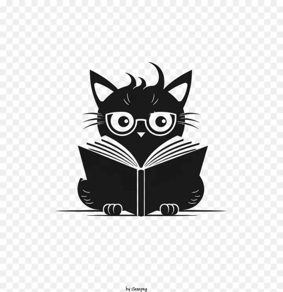 Buku Membaca Kucing，Pecinta Buku Di Malam Hari PNG