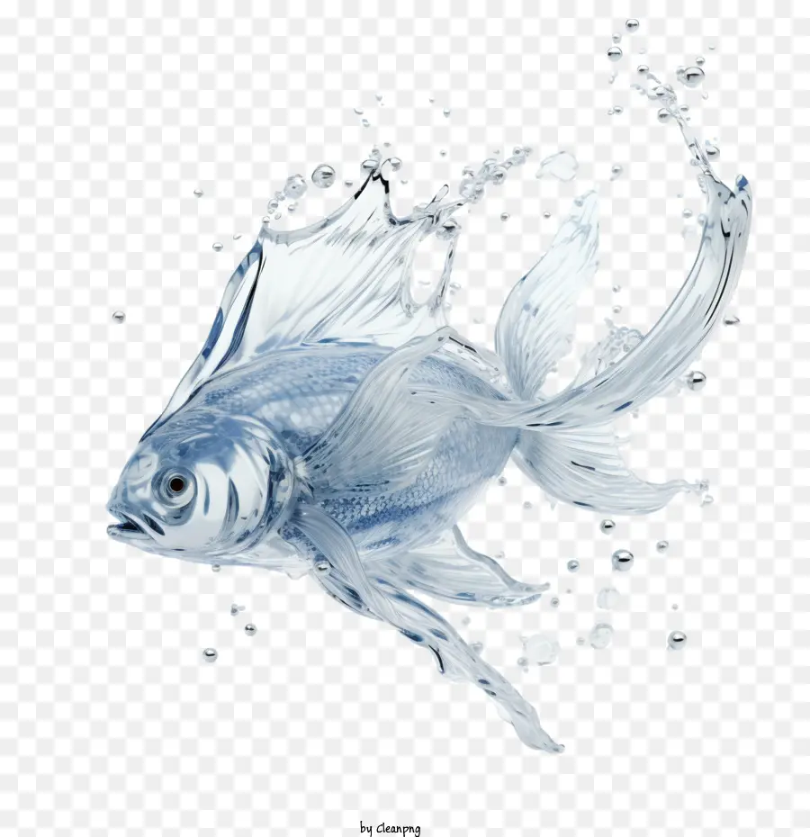 Percikan Air，Ikan 3d PNG