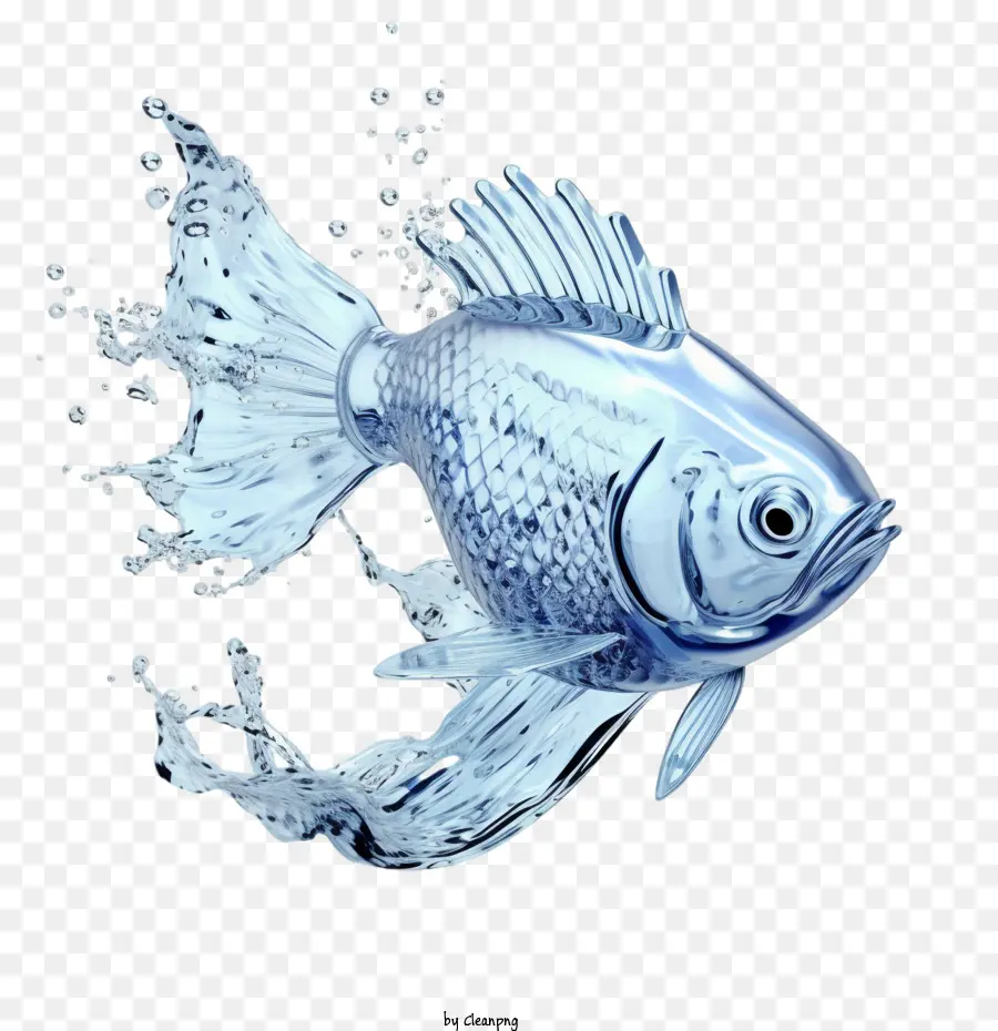 Percikan Air，Ikan 3d PNG