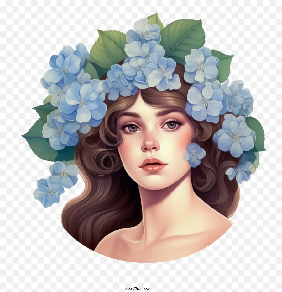 Bunga Hydrangea，Wanita Dengan Bunga PNG