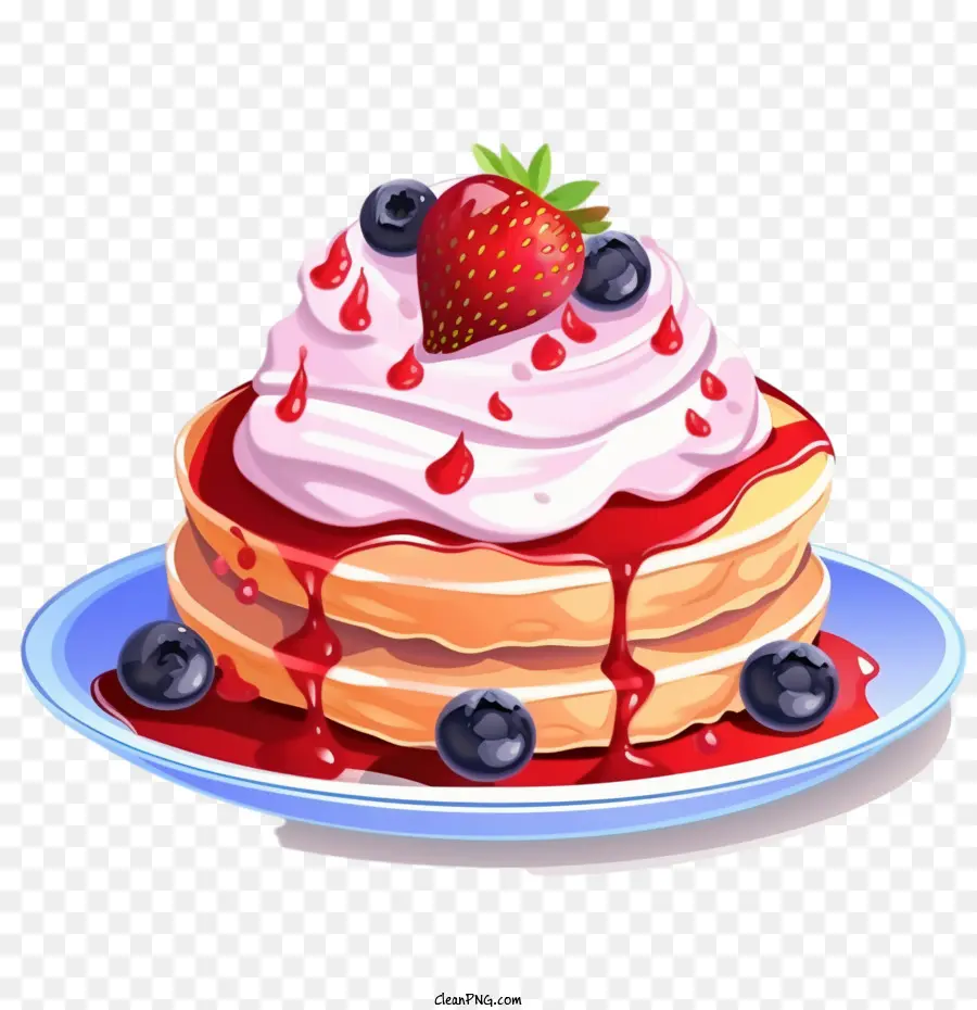 Pancake Blueberry，Irisan Kue Berry PNG