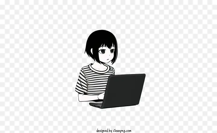 Gadis，Gadis Dengan Laptop PNG