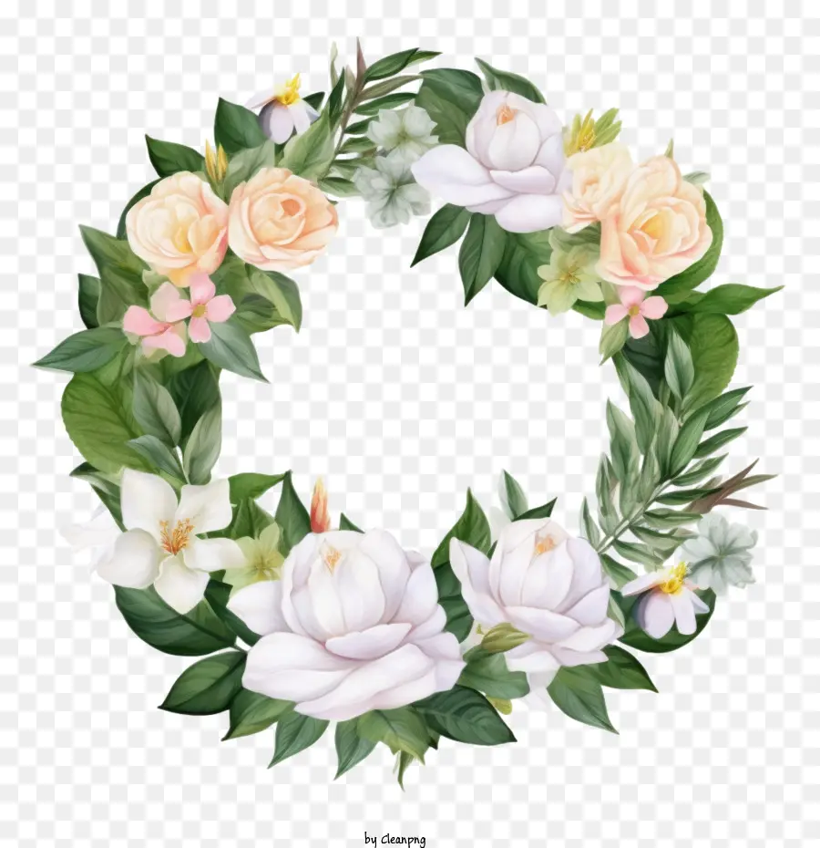 Gardenia Wreath，Karangan Bunga PNG