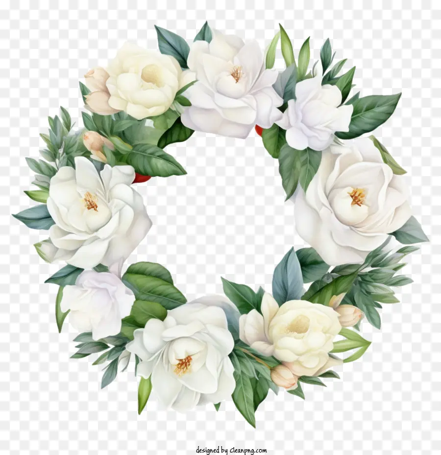Gardenia Wreath，Putih Karangan Bunga PNG