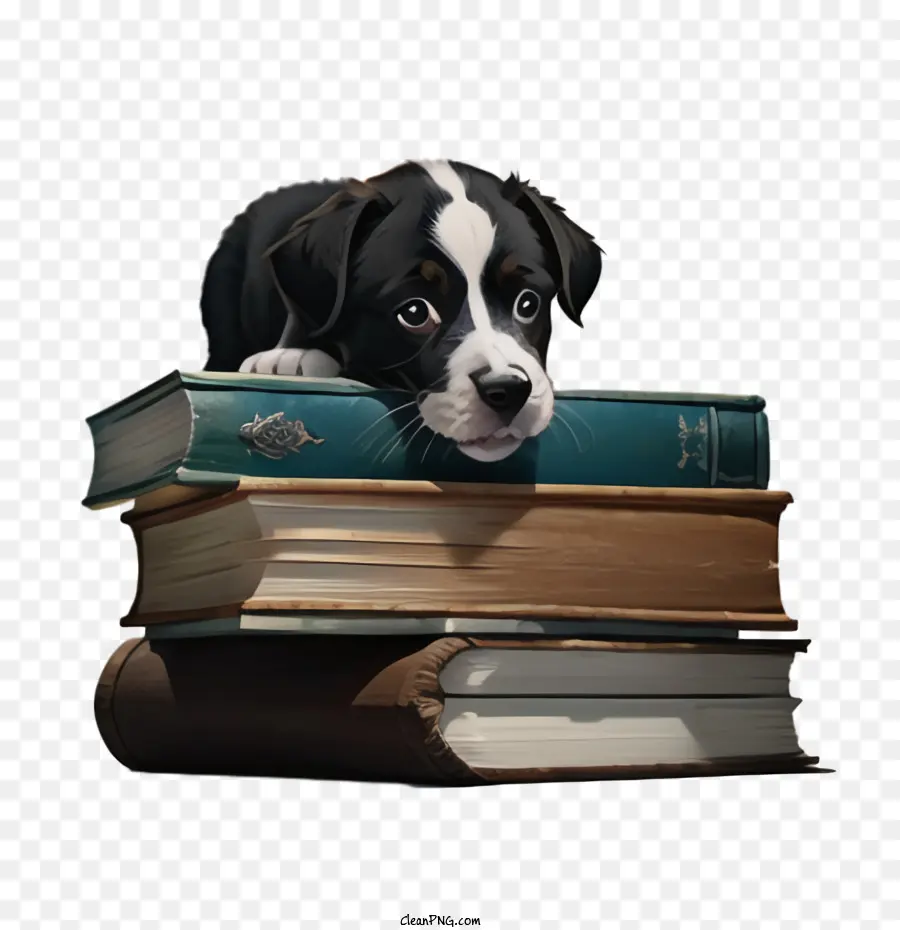 Membaca Buku，Anjing PNG