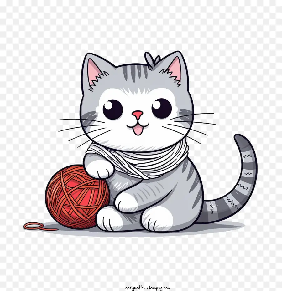 Kucing Memainkan Bola Benang，Kucing Lucu Dengan Benang PNG