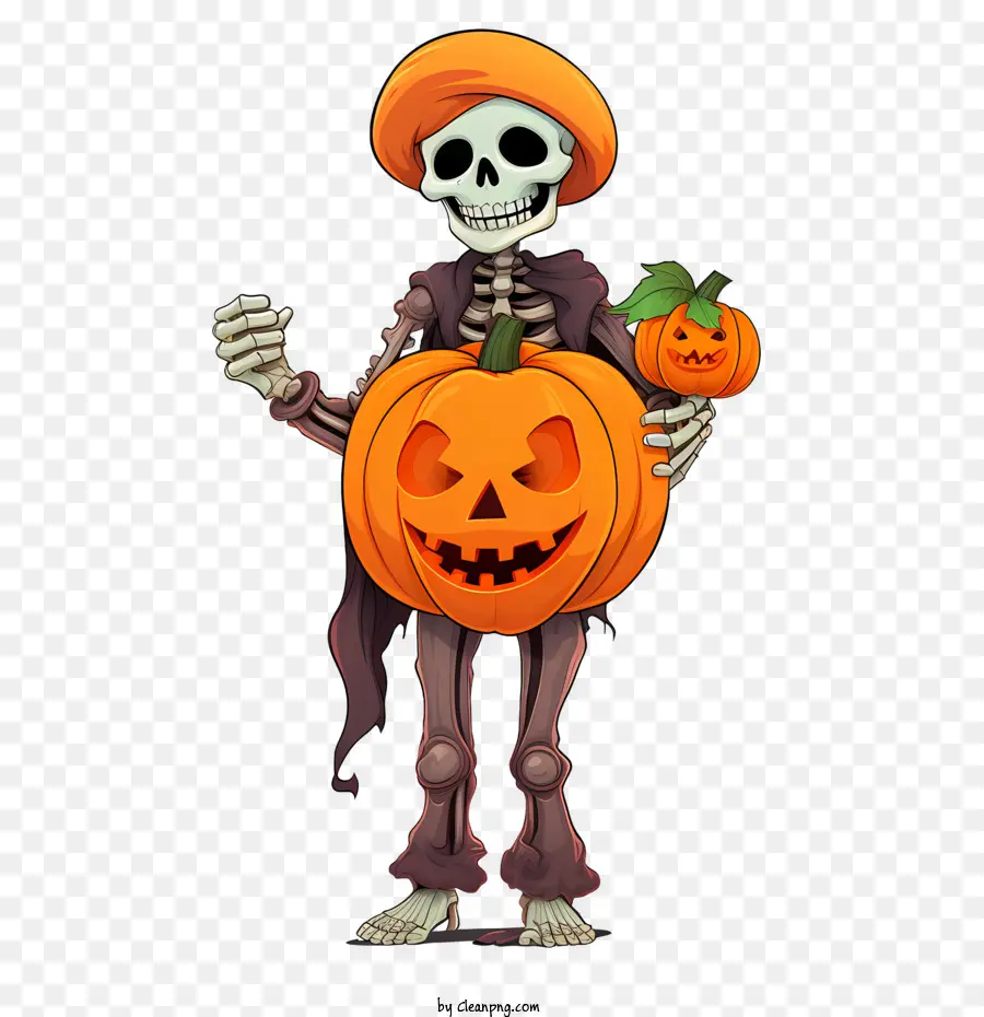 Kerangka Halloween，Kerangka Dengan Labu PNG