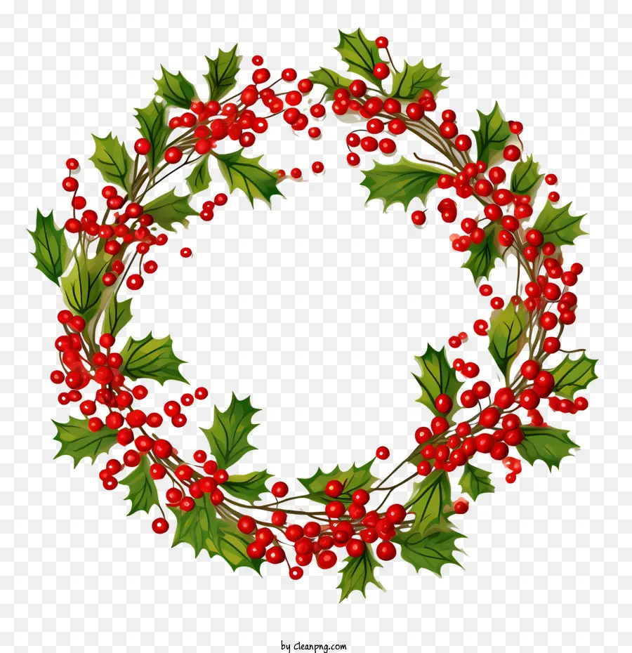 Christmas Holly Berries Wreath，Karangan Bunga Natal Natal PNG