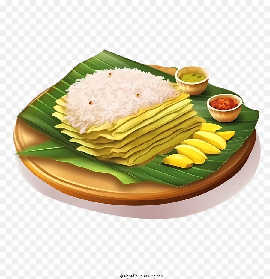 Makanan Onam Sadya，Makanan Daun Pisang PNG