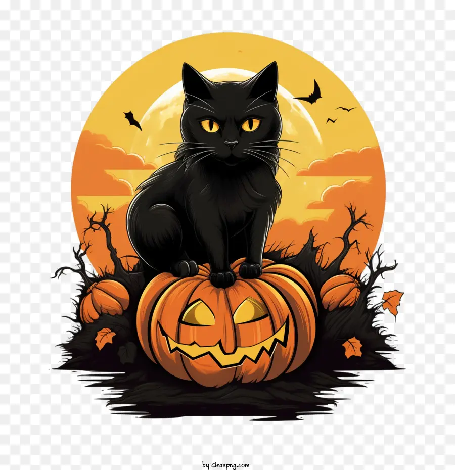 Hallowen，Kucing Hitam PNG