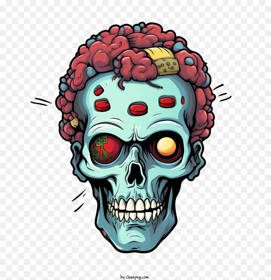 Tengkorak Zombie，Kepala Zombi PNG