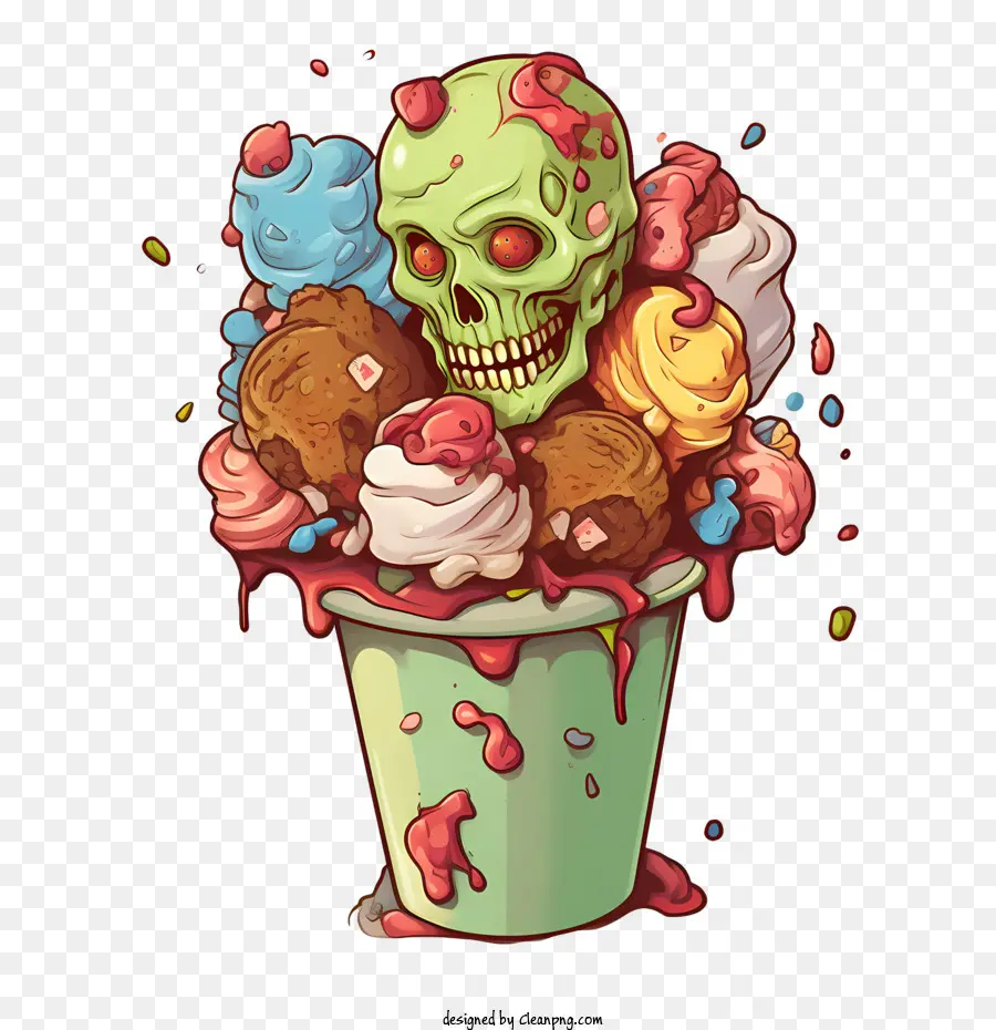 Es Krim Zombi，Tengkorak Dan Es Krim PNG