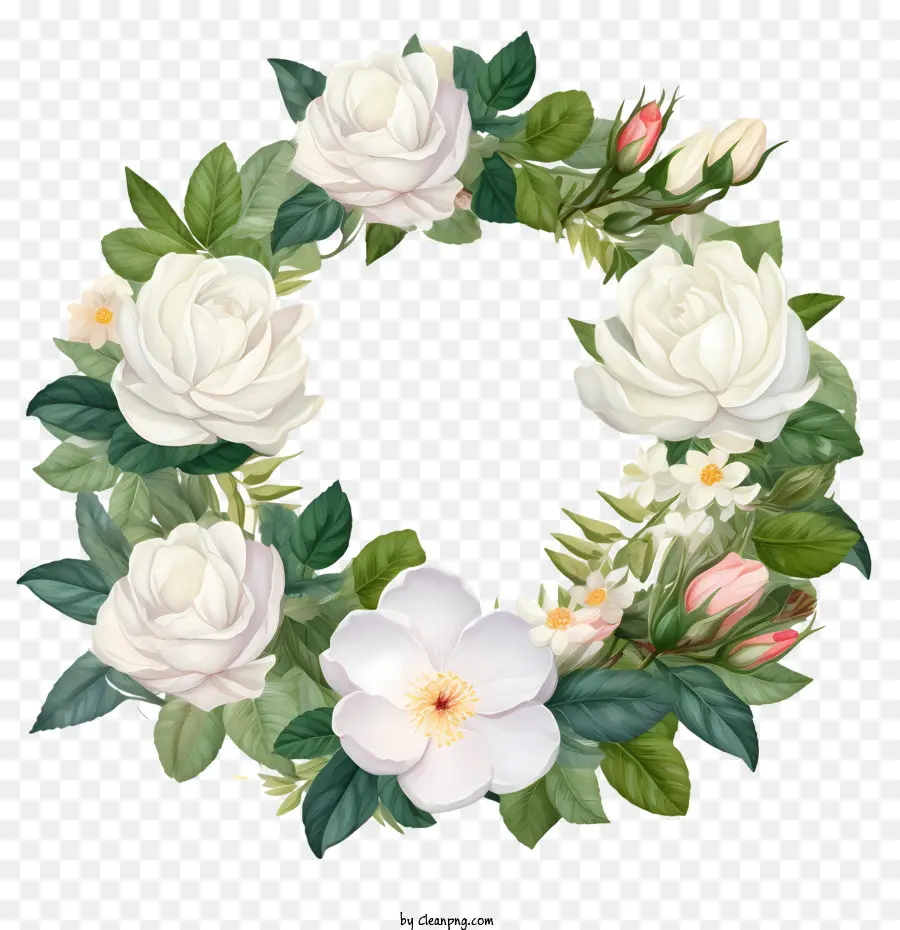 Gardenia Wreath，Karangan Bunga PNG