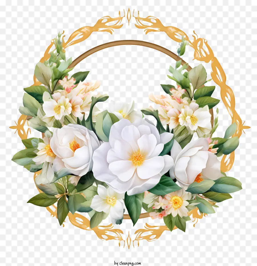 Gardenia Wreath，Karangan Bunga PNG