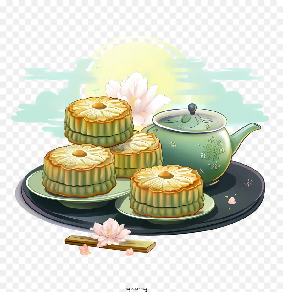 Kue Bulan Hijau，Kue Bulan PNG