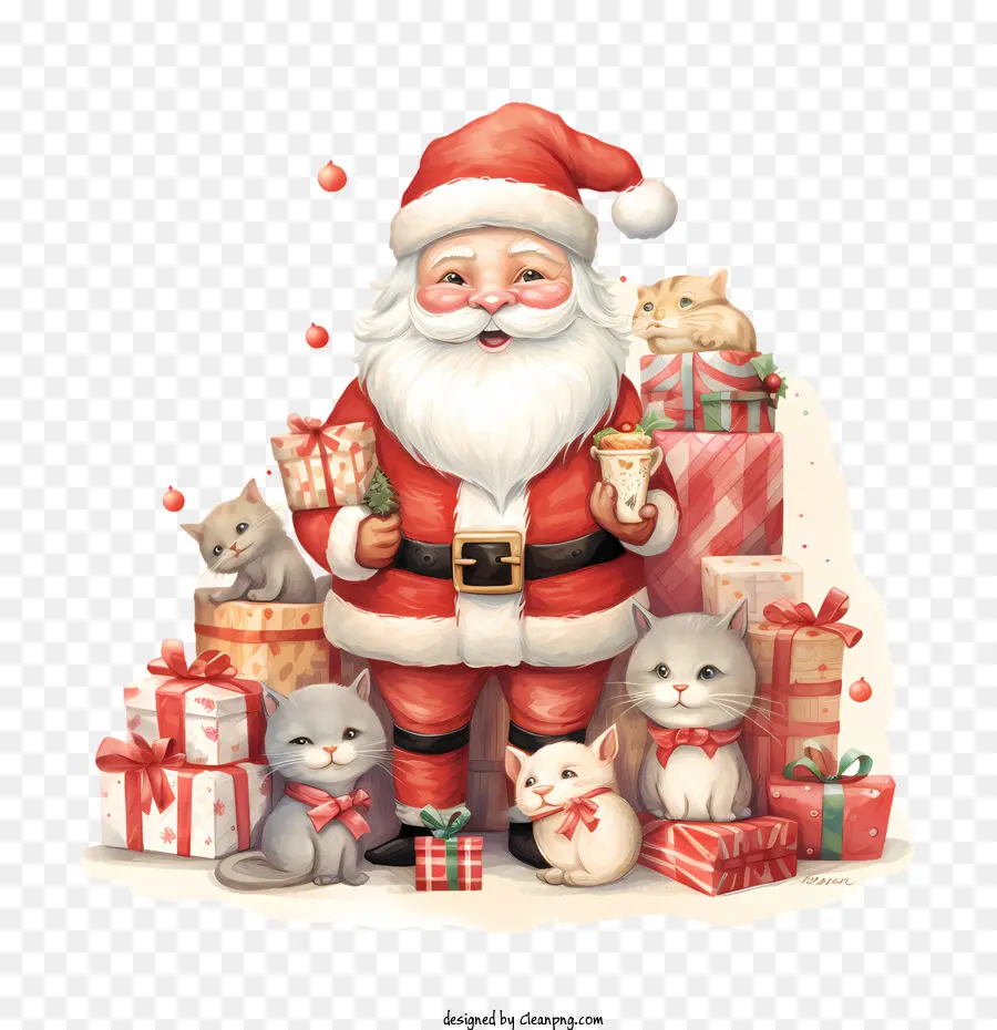 Santa Dan Hadiah，Santa Claus PNG