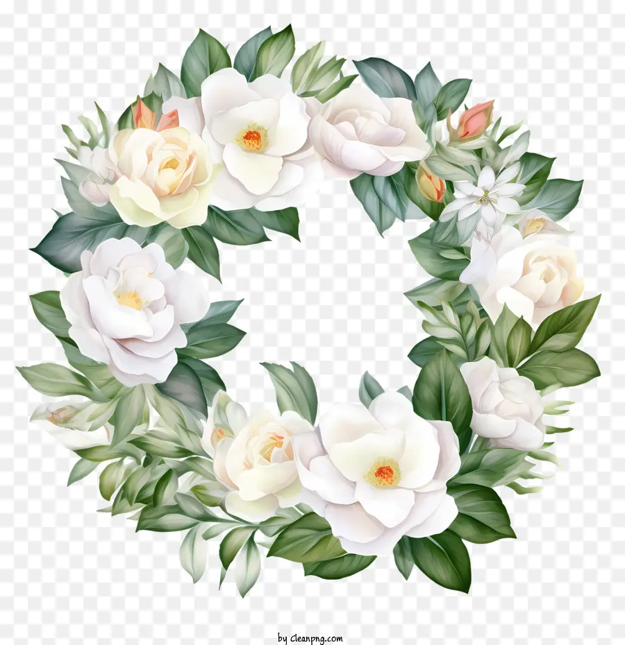 Gardenia Wreath，Putih PNG
