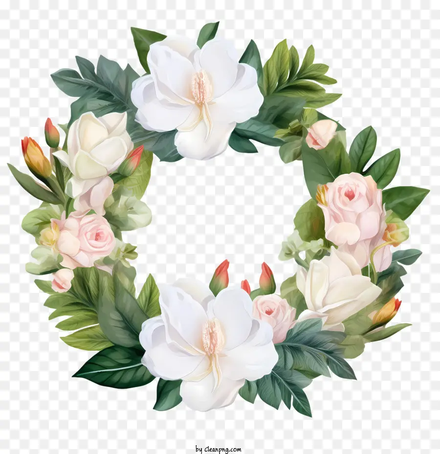 Gardenia Wreath，Karangan Bunga PNG