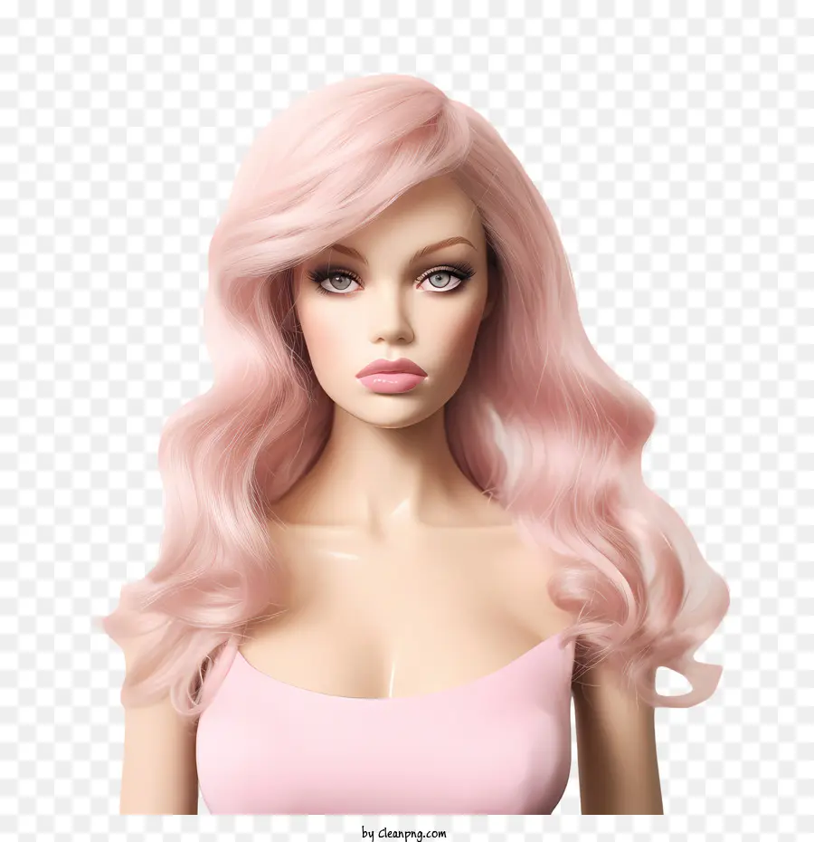 Gadis Barbie，Boneka Dengan Rambut Merah Muda PNG