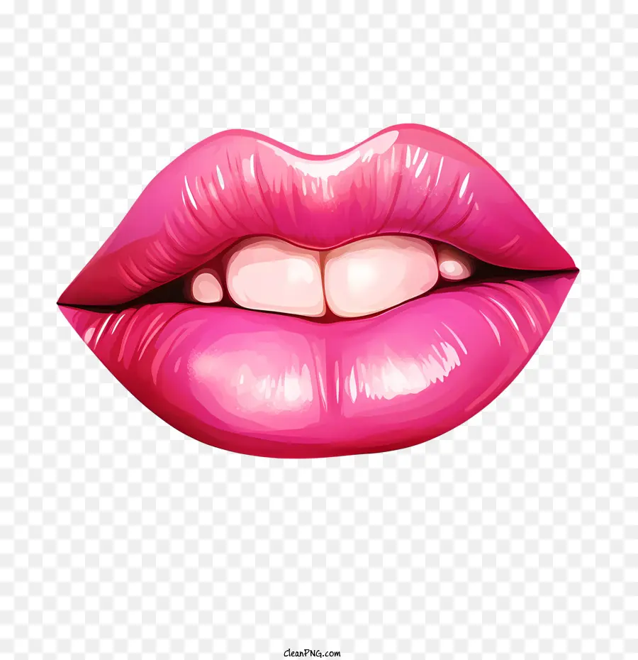 Bibir Merah Muda，Bibir Mengkilap PNG
