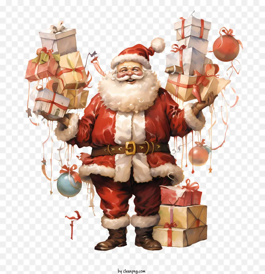 Santa Dan Hadiah，Santa Claus PNG