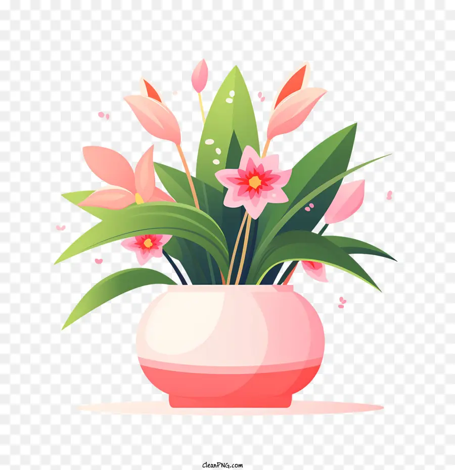 Pot Bunga，Bunga Merah Muda PNG