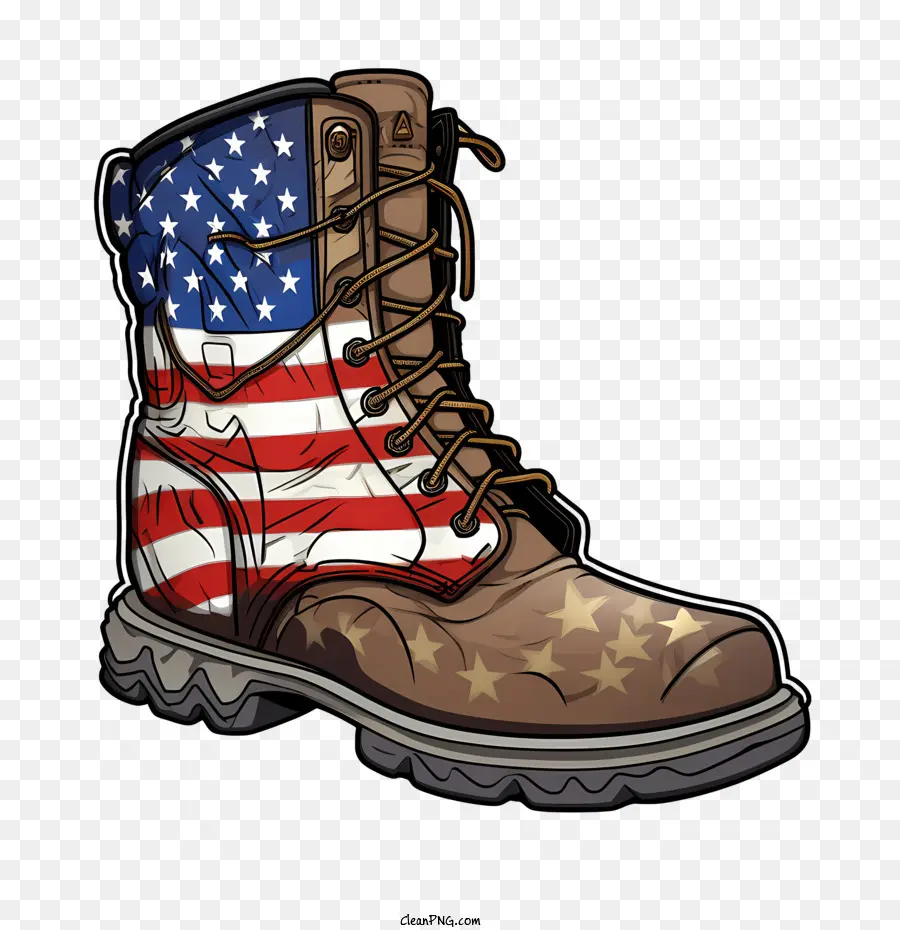 Sepatu Bot，Boot Dengan Bendera Amerika PNG