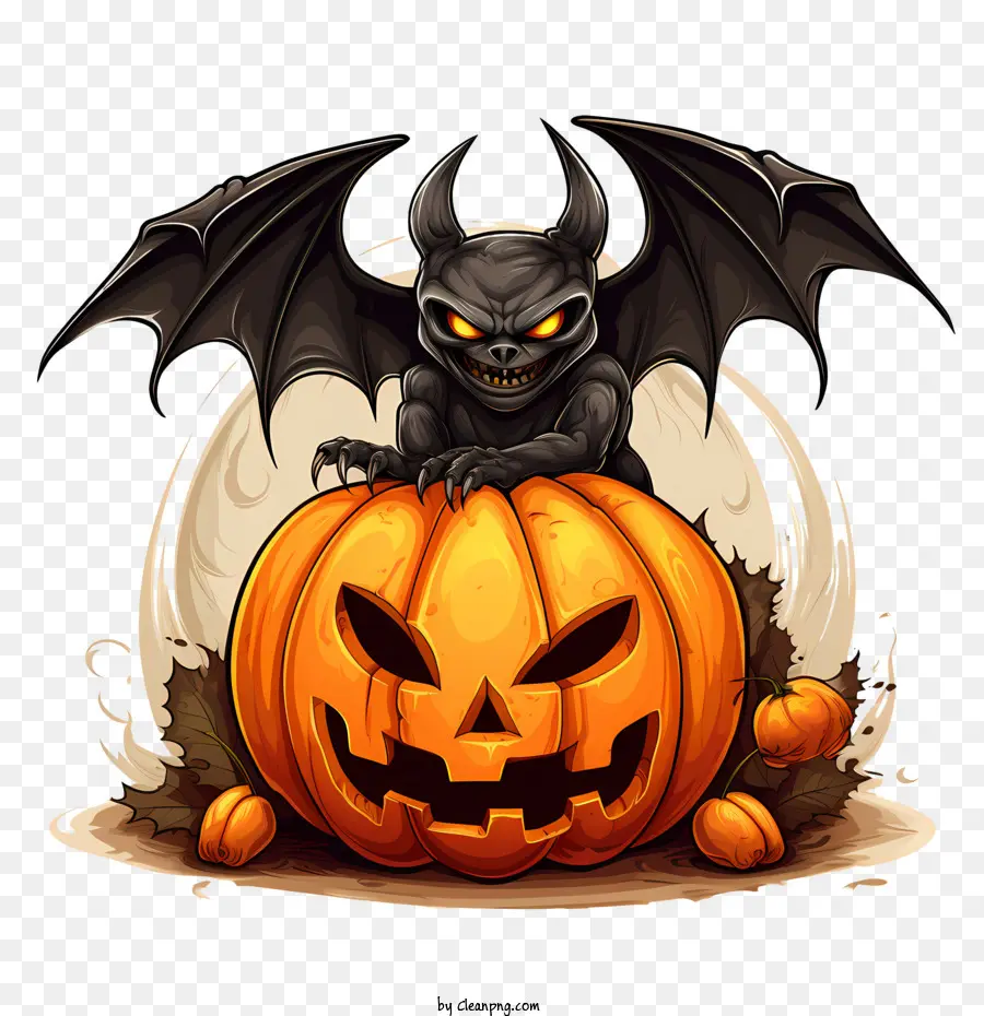 Kelelawar Halloween，Labu Halloween PNG