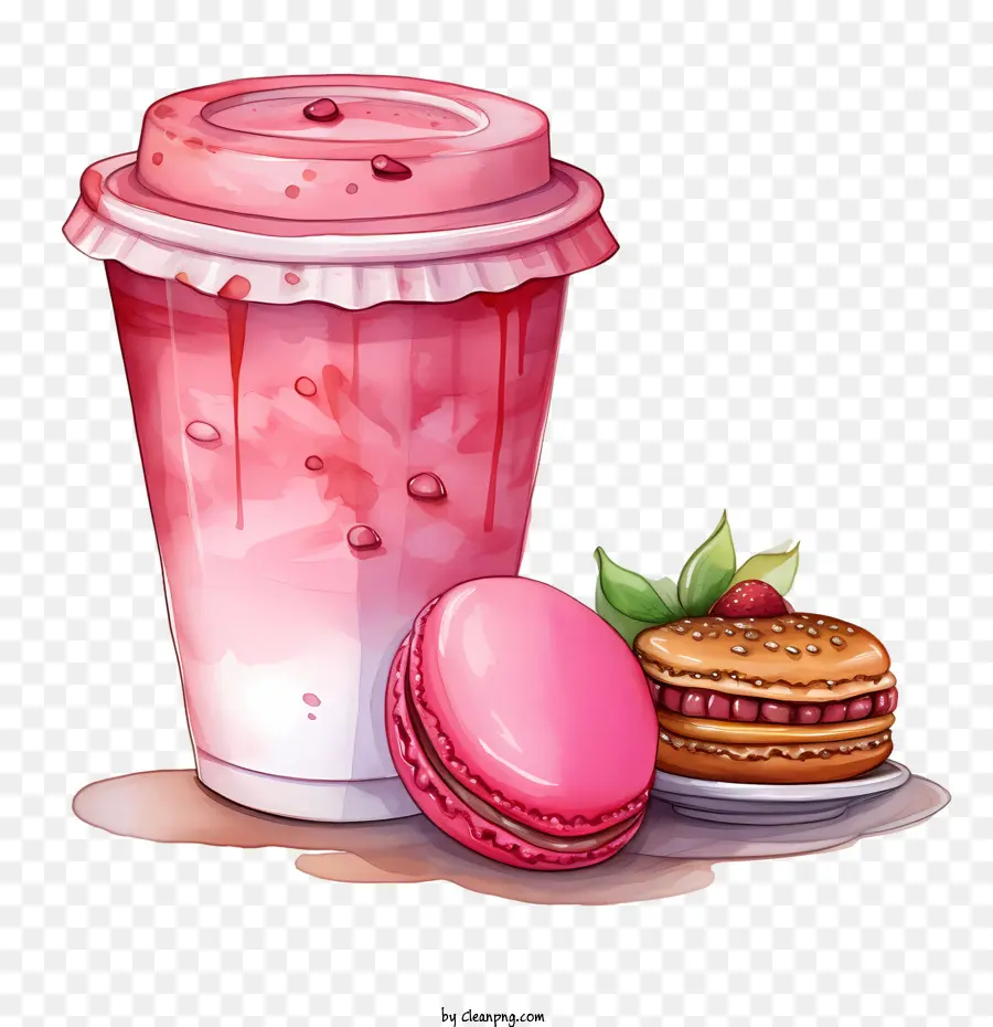 Hari Makaroni，Minuman Merah Muda Dan Macaron PNG