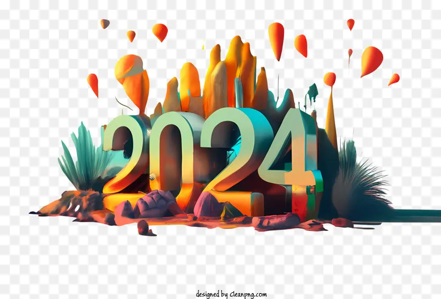 2024 Tahun Baru，Abstrak PNG