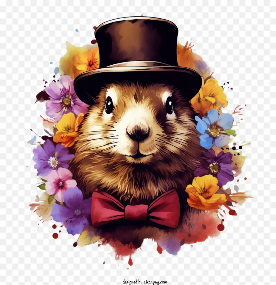 Hari Groundhog，Hewan Dengan Topi PNG