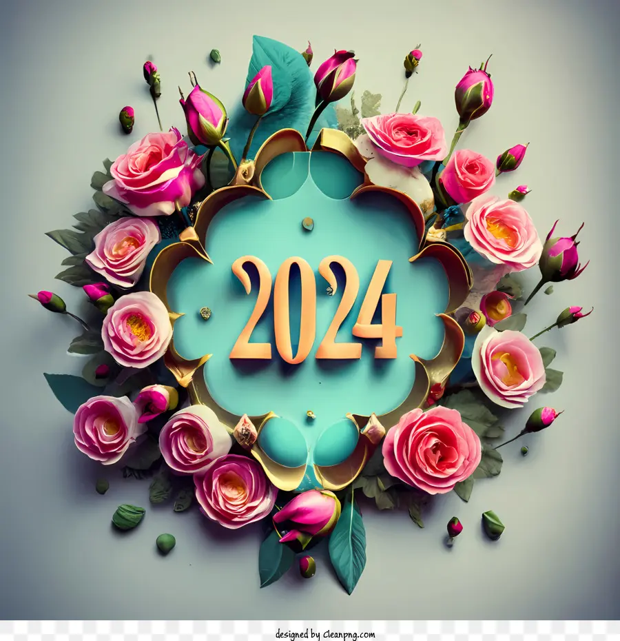 2024 Selamat Tahun Baru，Bunga PNG