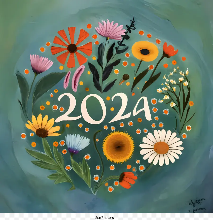 2024 Selamat Tahun Baru，Bunga PNG