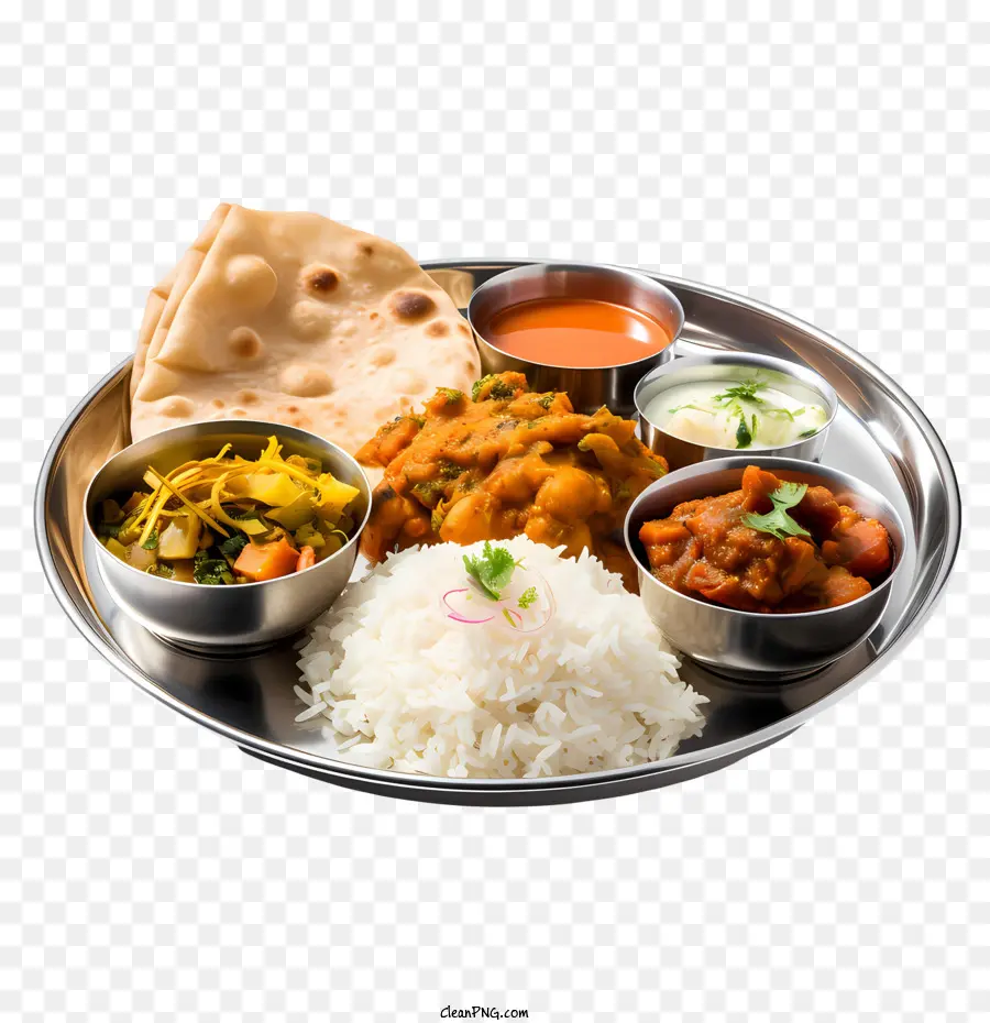 Masakan Tradisional India Thali，Thali India PNG