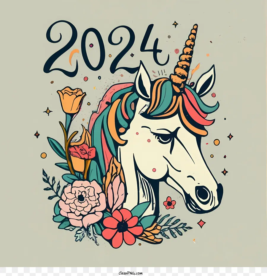 Selamat Tahun Baru 2024，Unicorn PNG