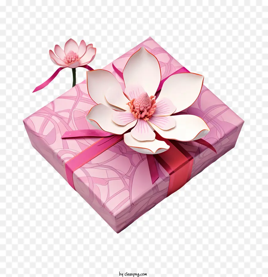 Pink Kotak Hadiah，Bunga PNG