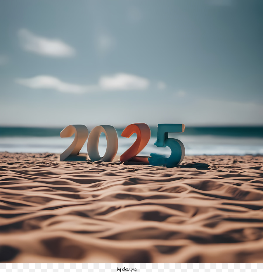 2025 Selamat Tahun Baru, 2025 Word Art, Pantai gambar png