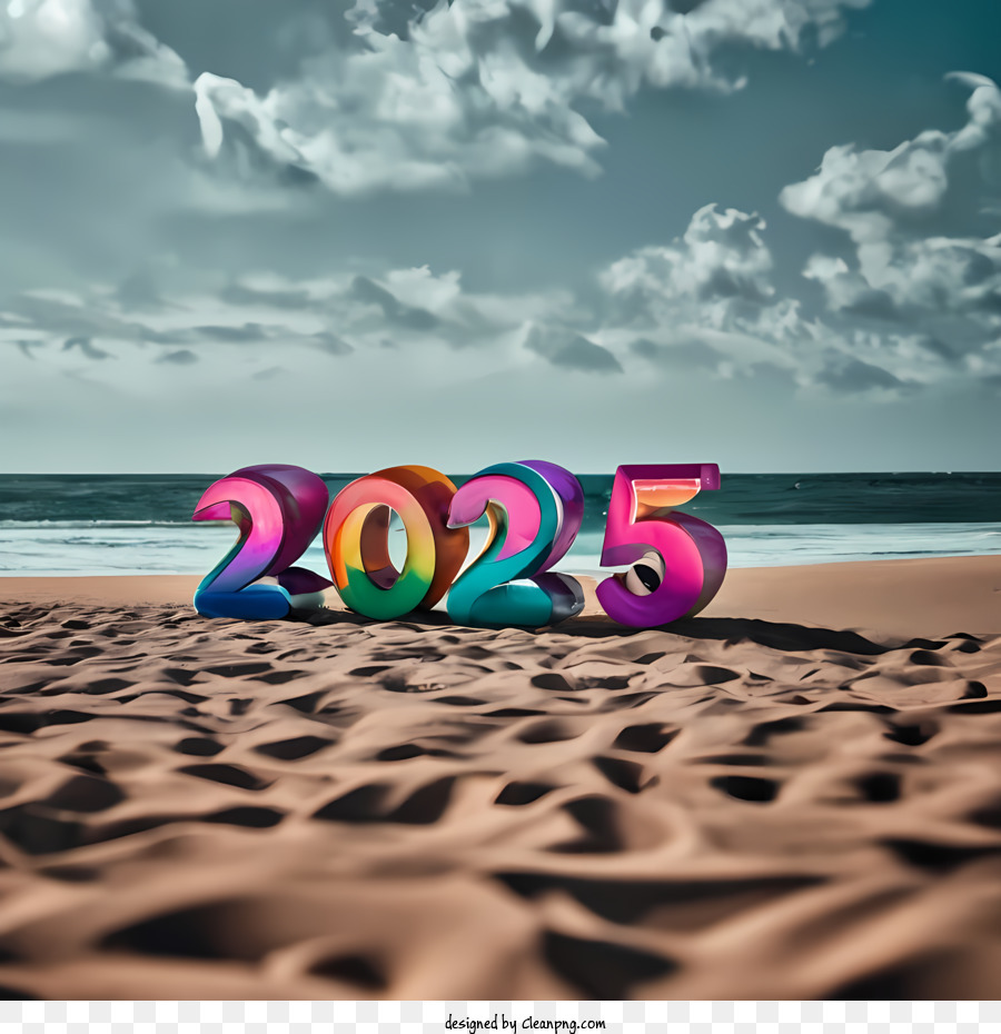 2025 Selamat Tahun Baru, 2025 Word Art, Pantai gambar png