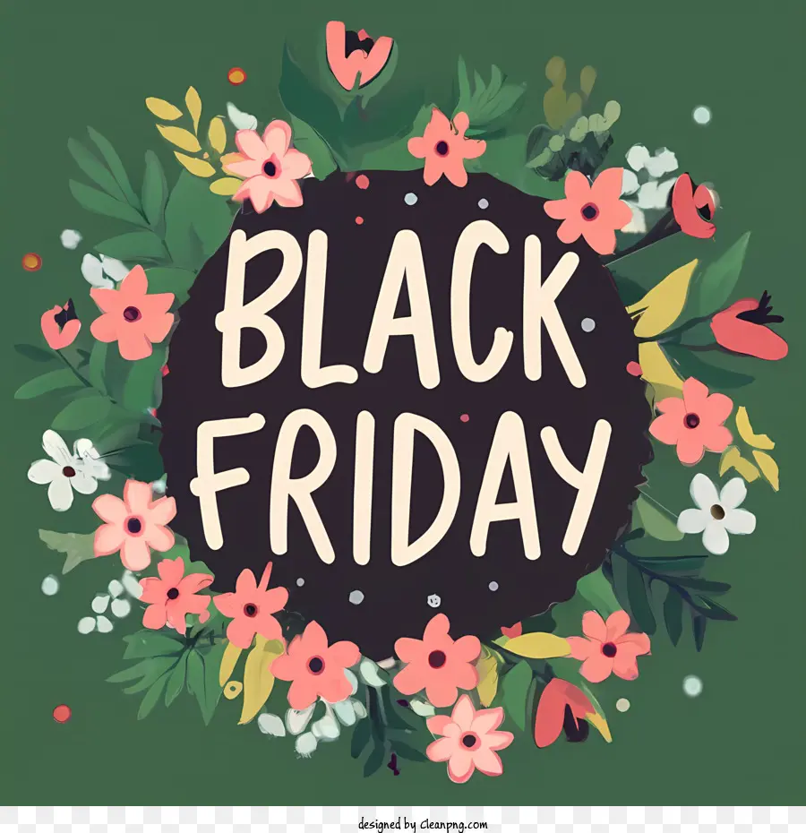 Jumat Hitam，Karangan Bunga Black Friday PNG