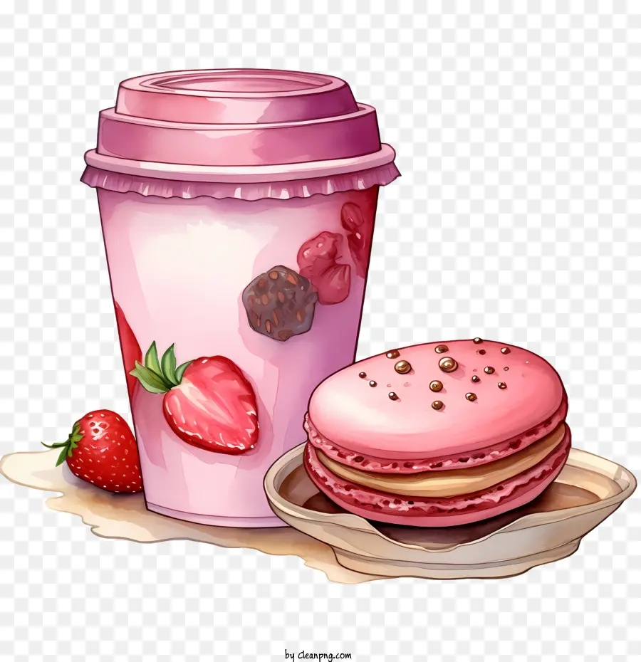 Hari Makaroni，Minuman Merah Muda Dan Macaron PNG