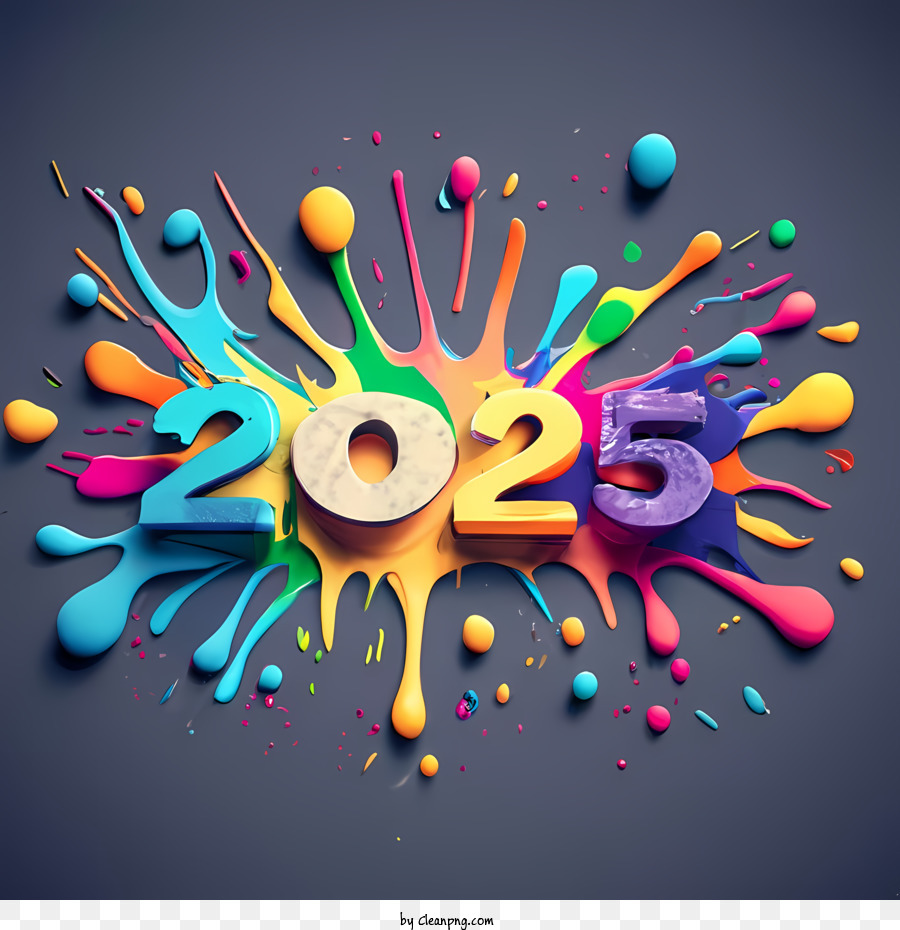 2025 Selamat Tahun Baru, 2025 Word Art, Warna Warni gambar png