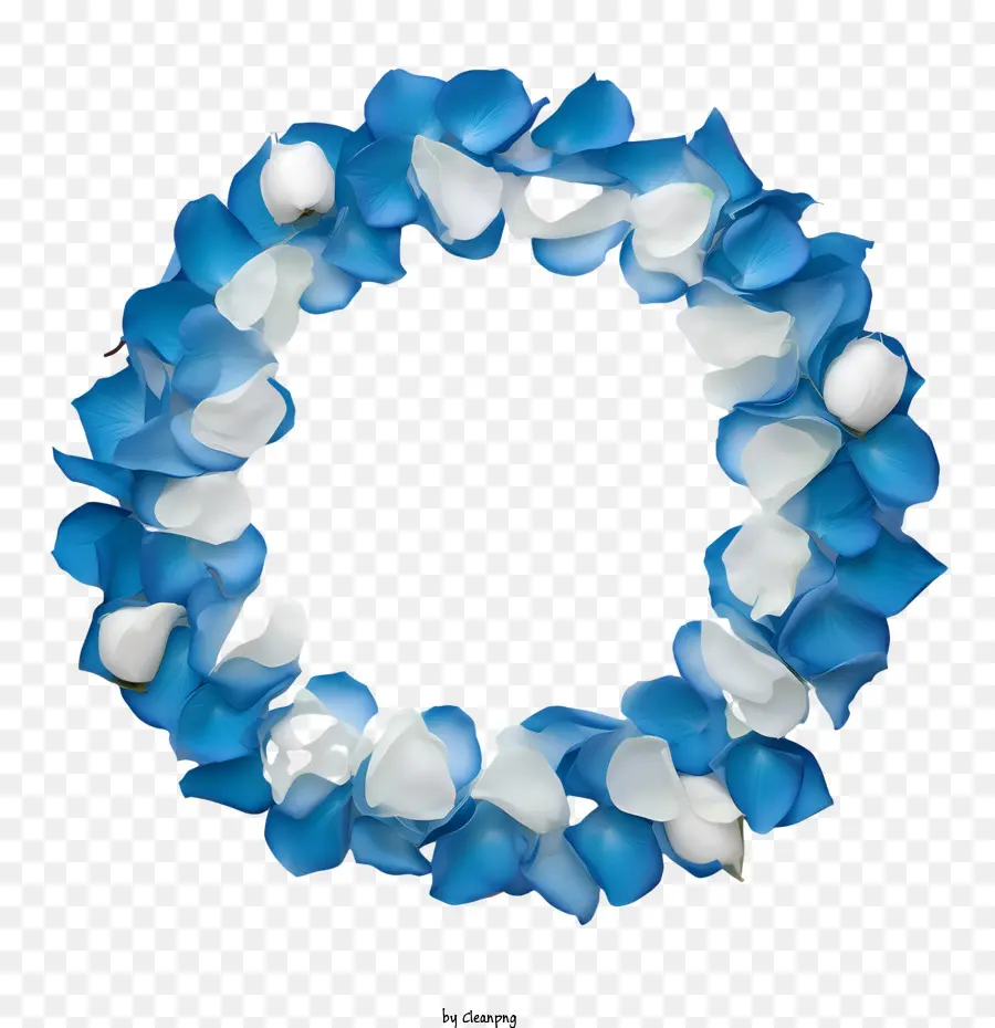 Bingkai Lingkaran Kelopak Mawar，Biru PNG