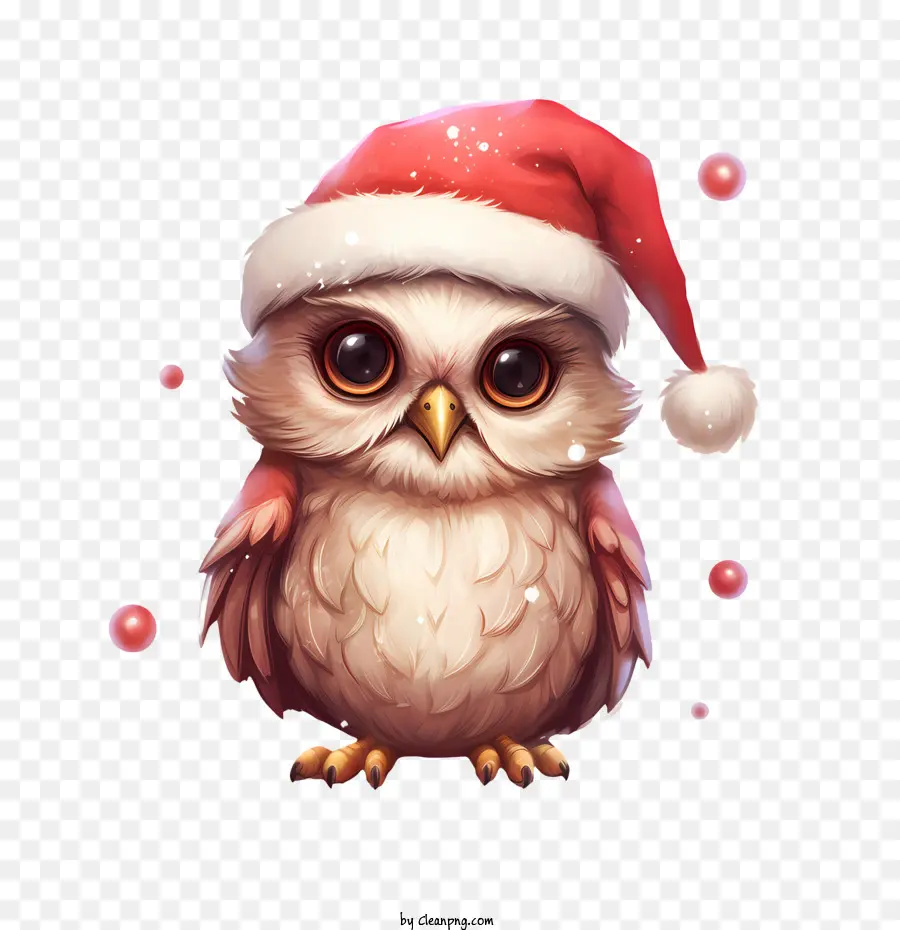 Burung Hantu Natal，Burung Hantu Dengan Santa Hat PNG