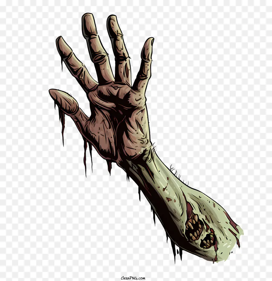 Cakar Halloween，Tangan Zombi PNG