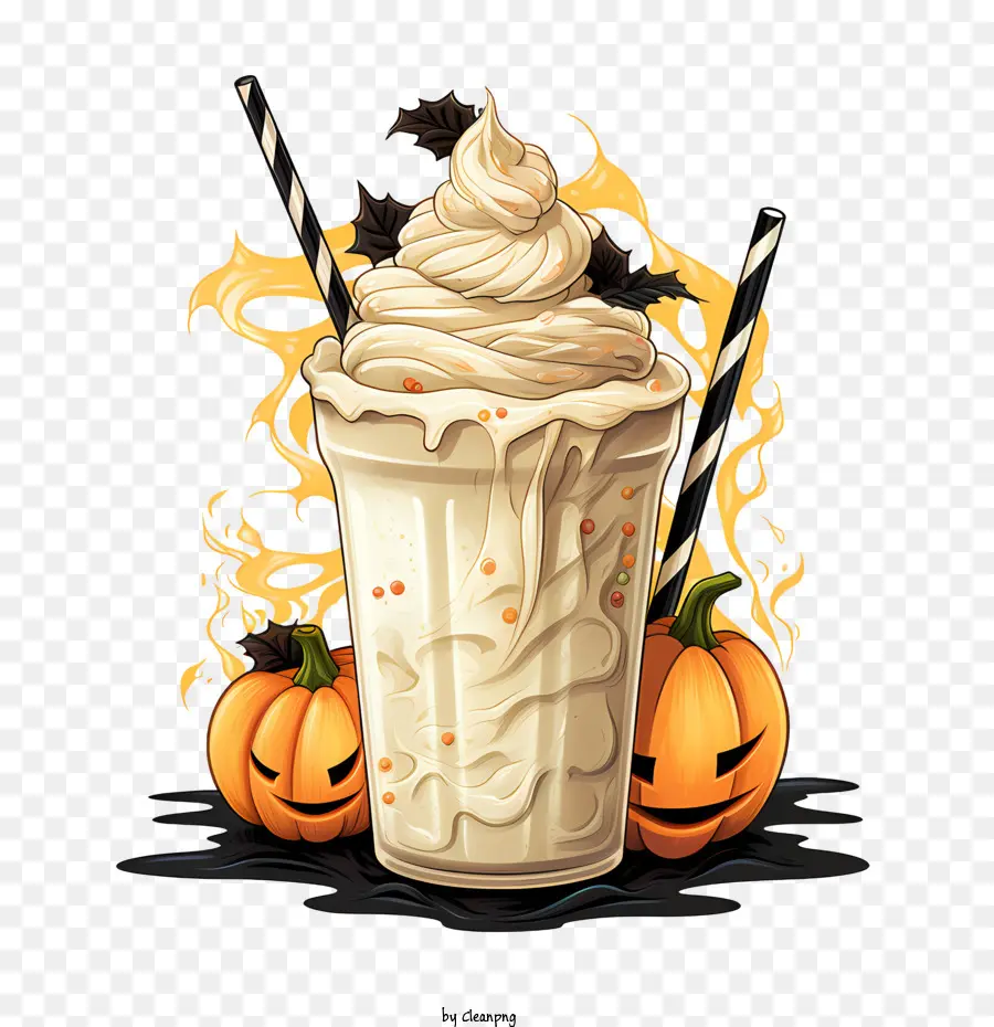 Susu Kocok Halloween，Milkshake Labu PNG